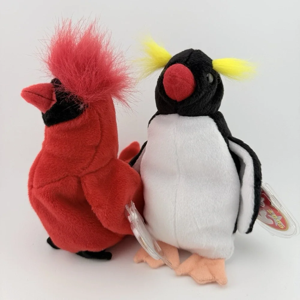 Ty Beanie Babies Y2K Lot - Mac The Cardinal & Frigid the Penguin With Tags Birds